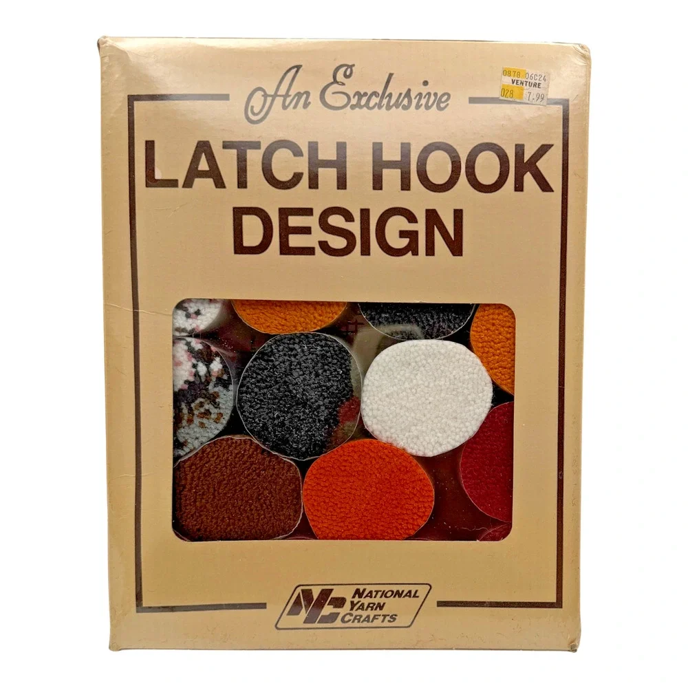 Vintage Cat Nap Latch Hook Kit R838 National Yarn Crafts Kitten 20x27 NOS Sealed